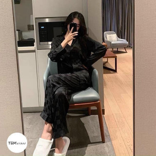 Pijama lụa gấm ô đen