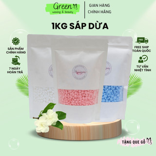 1kg sáp wax lông nóng sữa dừa cao cấp siêu bám lông green waxing, chuyên wax lông nách, bikini, tay, chân