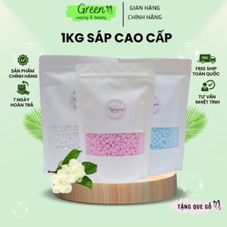 1kg Sáp Wax Lông Nóng Cao Cấp GREEN WAXING, Chuyên Wax Nách ,tay ,chân ,râu ,mép, tặng que gỗ