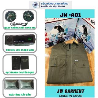 Áo điều hòa Nhật Bản JW kaki, pin quạt 21V, dung lượng cực khủng 25000mAh