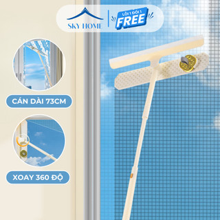 Cây lau kính thông minh xoay 360 độ 2 đầu trong 1, cây gạt nước tăng giảm chiều dài tích hợp miếng gạt bụi - sky home