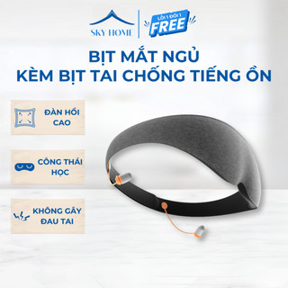 Bịt mắt ngủ kèm bịt tai chống tiếng ồn 3d công thái học, miếng che mắt ngủ mềm mại, độ đàn hồi cao - sky home