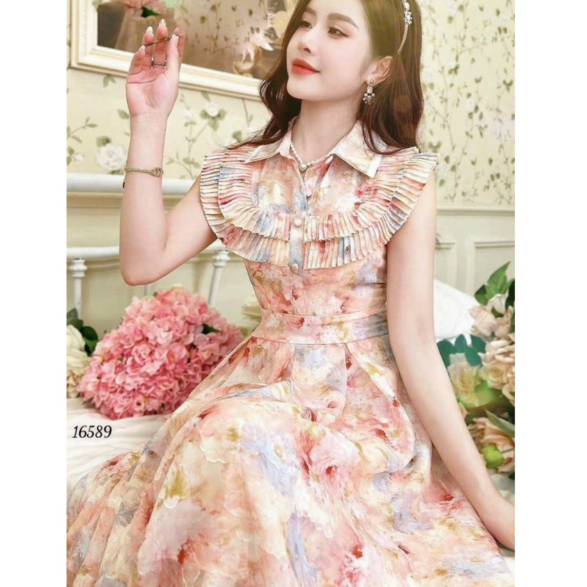 ĐẦM VOAN HOA CỔ BẺ XẾP LY CỰC ĐẸP KIỂU DÁNG MỚI XINH XẮN CHO CÁC NÀNG