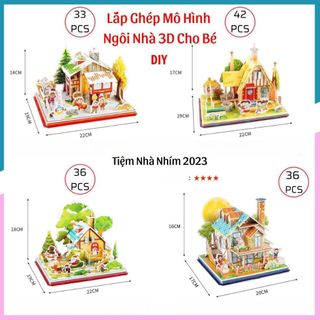 Bộ tranh ghép 3d mô hình ngôi nhà bằng giấy xốp đồ chơi trí tuệ giúp trẻ phát triển tư duy, sáng tạo, tính kiên trì