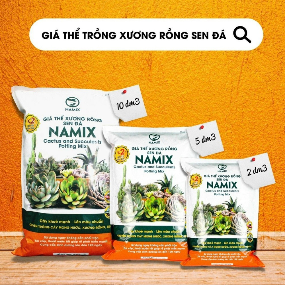 Đất trồng sen đá, giá thể trồng xương rồng Namix đầy đủ chất dinh dưỡng trong đất trồng Shop Giống Rau Sach