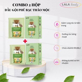 Combo 2 Hộp Dầu Gội Phủ Bạc Nhuộm Tóc Thảo Dược Đen Tóc Tại Nhà Tại Nhà, Nuôi Dưỡng Tóc Khoẻ Óng Mượt