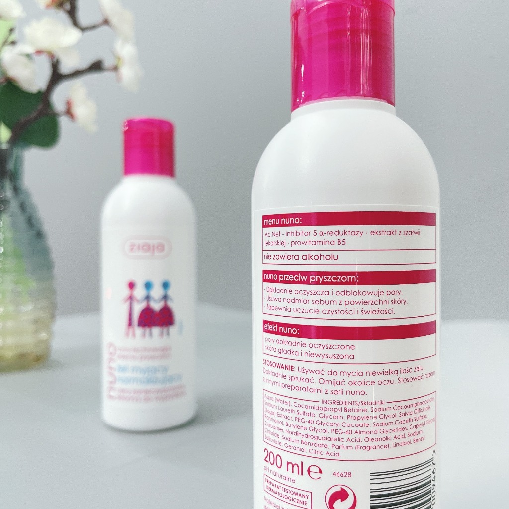 Sữa rửa mặt Ziaja Nuno 200ml dành cho da dầu mụn làm sạch dịu nhẹ & chống nổi mụn, phù hợp cho da nhạy cảm nhất