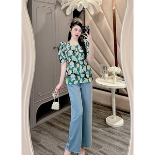 BỘ BÀ BA LỤA HOA 3D CỔ VUÔNG