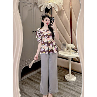 BỘ BÀ BA LỤA HOA 3D CỔ VUÔNG