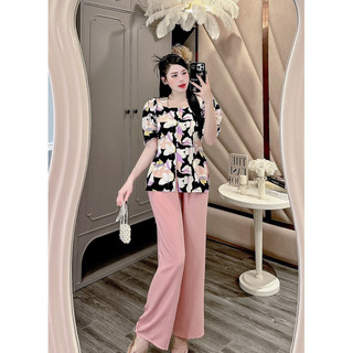 BỘ BÀ BA LỤA HOA 3D CỔ VUÔNG