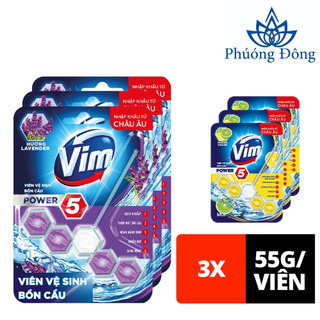 Combo 3 vĩ viên tẩy bồn cầu vim power 5 sạch khuẩn thơm mát
