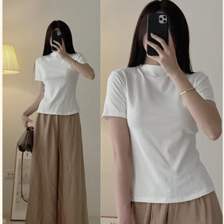 Áo thun cổ cao kiểu dáng basic đơn giản dễ phối đồ ligun