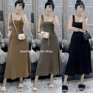 Váy thun xòe 2 dây tôn ngực sexxy, Đầm thun ba lỗ dáng xòe nhẹ VS24 - NhiNhi Shop