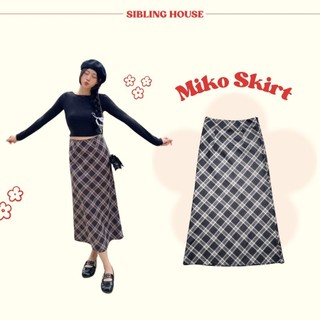 Chân váy nữ dài form chữ A dáng xoè hoạ tiết caro Miko Skirt - Sibling House