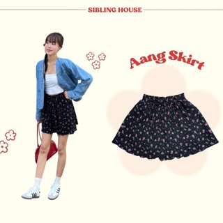  Mùa hè 2024 Chân váy nữ ngắn hoa nhí lưng thun điểm nhấn phối nơ dễ thương Aang Skirt- Sibling House