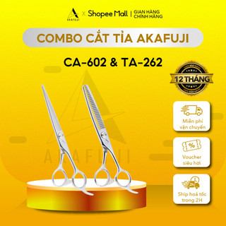 Combo 2 kéo cắt tỉa akafuji, kéo cắt size 6.0 ca602, kéo tỉa răng cong ta262