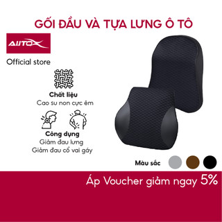 Gối đầu và tựa lưng ô tô AutoX chất liệu cao su non và da PU