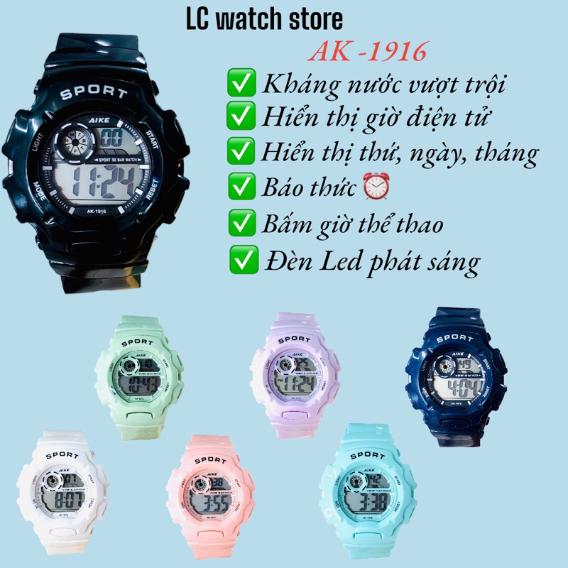 Đồng hồ trẻ em chính hãng AK-1916, Đồng hồ điện tử chống nước , Đồng hồ nam, Đồng hồ nữ.