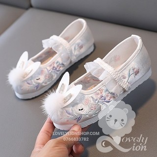 Giày vải tai thỏ màu trắng cho bé gái
