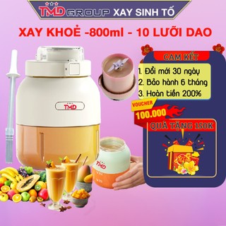 Máy Xay Sinh Tố Tích Điện TMD Tặng Nắp ống Hút và Dây Đeo - Công Suất Lớn 80w, Thể Tích  800ml, Xay êm ái dễ vệ sinh