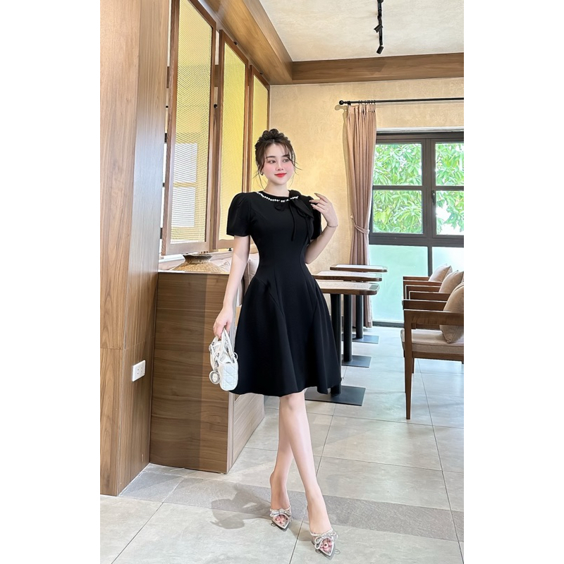 Váy thời trang thiết kế có nơ cổ body - vải Hàn Top 1 v86 (HOT) | BigBuy360 - bigbuy360.vn