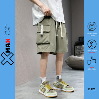 Quần short nam kaki túi hộp ống rộng xmax quần đùi nam lửng cargo pant cạp chun co rút B121