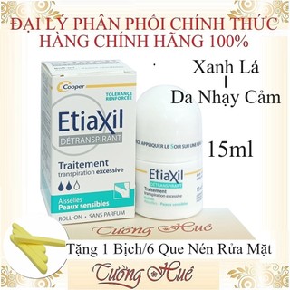 [TặngQueRửaMặt]Lăn Etiaxil Khử Mùi & Mồ Hôi Cho Da Nhạy Cảm Destranspirant Traitement - Xanh - 15ml.