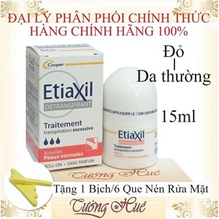 [TặngQueRửaMặt]Lăn Etiaxil Khử Mùi & Mồ Hôi Cho Da Thường Destranspirant Traitement - Đỏ - 15ml.