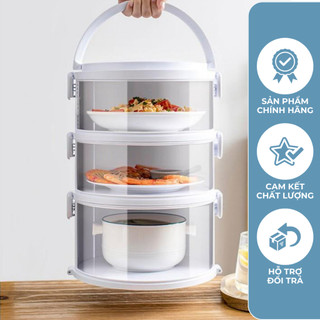 Lồng Bàn Giữ Nhiệt 5 Tầng Bảo Quản Đồ Ăn Chống Bụi Và Côn Trùng Có Quai Xách Và Lỗ Thông Hơi