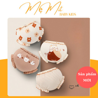 Set 4 quần cotton sợi bông 100% cho bé, quần chip cao cấp họa tiết dễ thương cho bé gái từ 1 đến 4 tuổi mã CT004