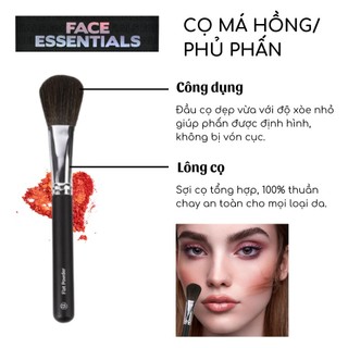 Cọ phủ phấn nén hoặc má hồng bh cosmetics flat powder