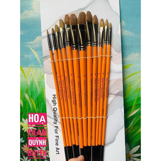 Bộ cọ lông chồn cán xanh,cán vàng 6/12 chiếc