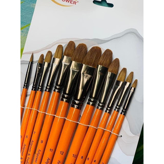 Bộ cọ lông chồn cán xanh,cán vàng 6/12 chiếc