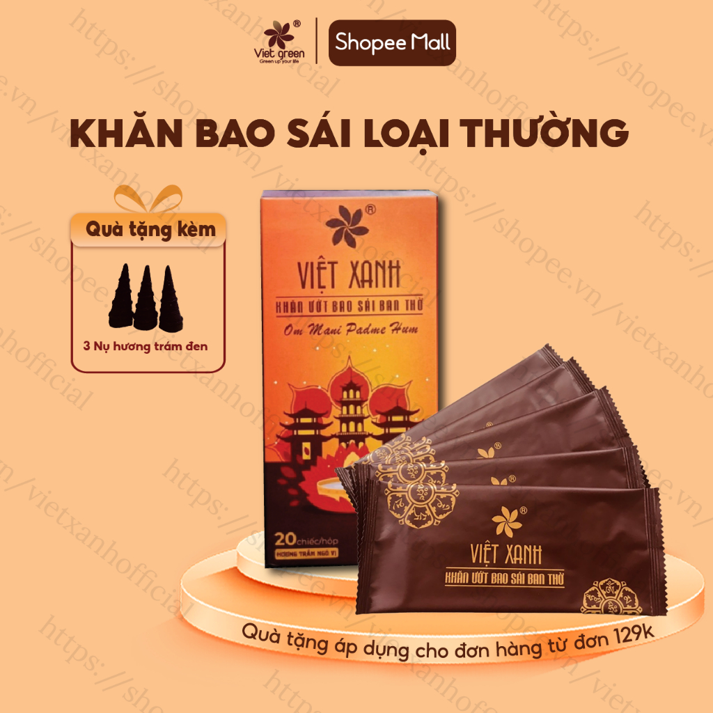 Hộp Khăn Ướt Lau Bàn Thờ VIỆT XANH  Bao Sái Ban Thờ Tiện Lợi Từ Tinh Dầu Tự Nhiên, An Toàn Sức Khoẻ