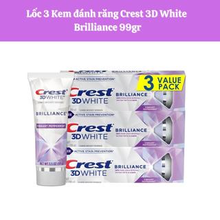 Lốc 3 Kem Đánh Răng Crest 3D White Brilliance Vi răng Peppermint Làm Trắng Răng 99gr Mỹ