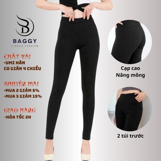  Quần legging nữ dài nâng mông lưng cạp cao giữ nhiệt leggin thun ôm bó vải cotton dày dặn bigsize ELY239 
