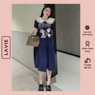 Đầm bầu suông đuôi cá micky phối cổ ren cao cấp