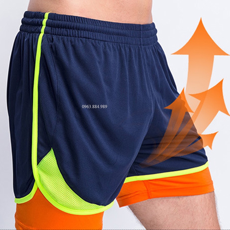 Quần đùi hai lớp chất thun co dán Đ.02 nhiều màu, thoải mái cho anh em
