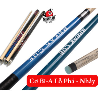Cơ bida 2 khúc đài loan gỗ sồi trắng mỹ, gậy bi-a 2 khúc ren thép đánh 3c, líp, lỗ