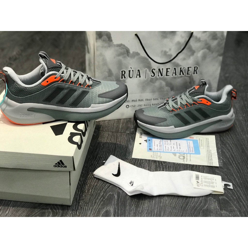 (Rùa Sneaker) Siêu Phẩm Giày Thể Thao Sneaker Adi/das Alpha/bounce Xám Cam 2024 Cao Cấp Ảnh Thật+Tặn