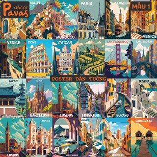 24 Tấm Decal Poster Country chống nước dán tường trang trí dán quán trà sữa, cà phê, quán ăn, tủ, decor phòng. PT10