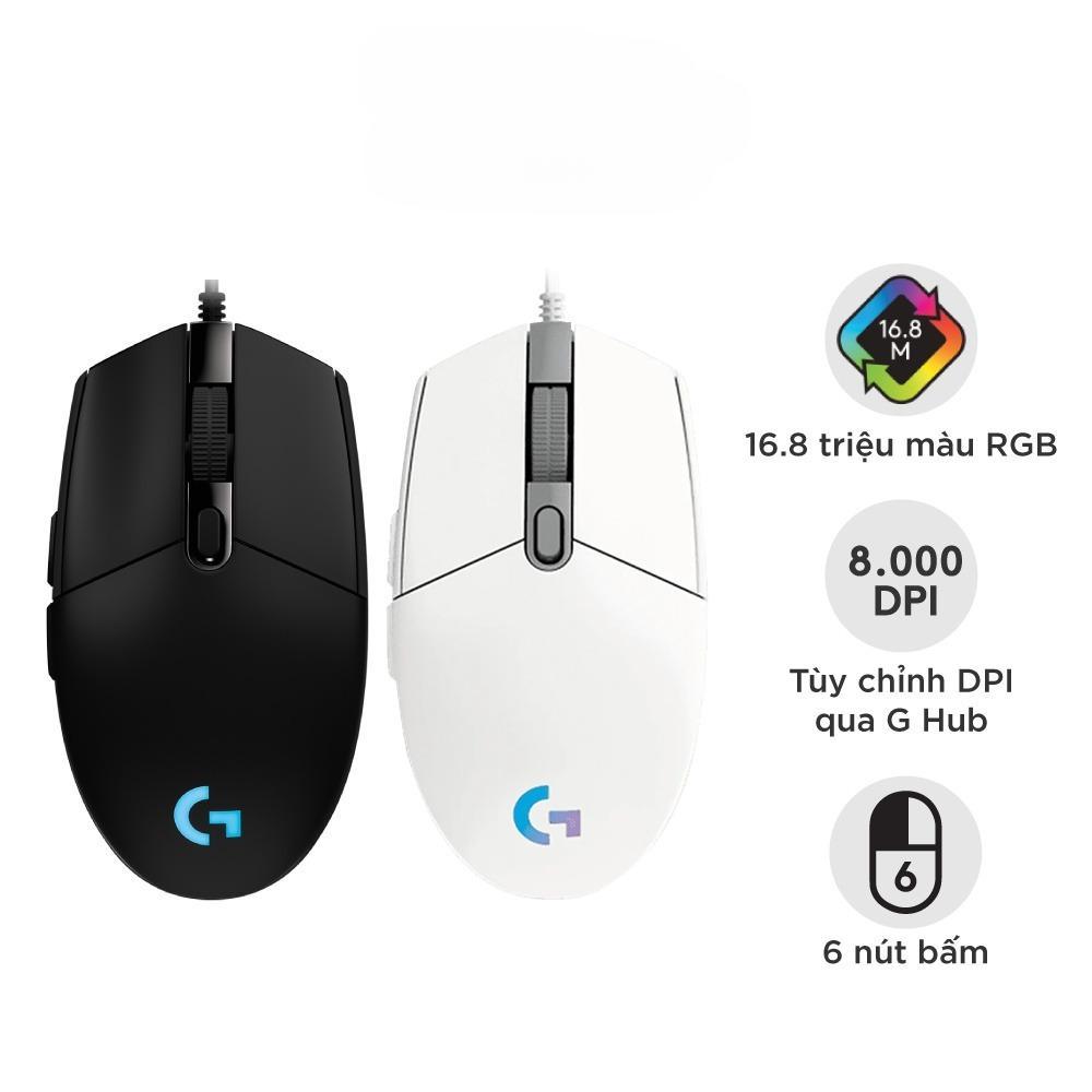 Chuột game có dây Logitech G102 Lightsync - cấu hình thiết lập RGB, 6 nút lập trình, nhẹ
