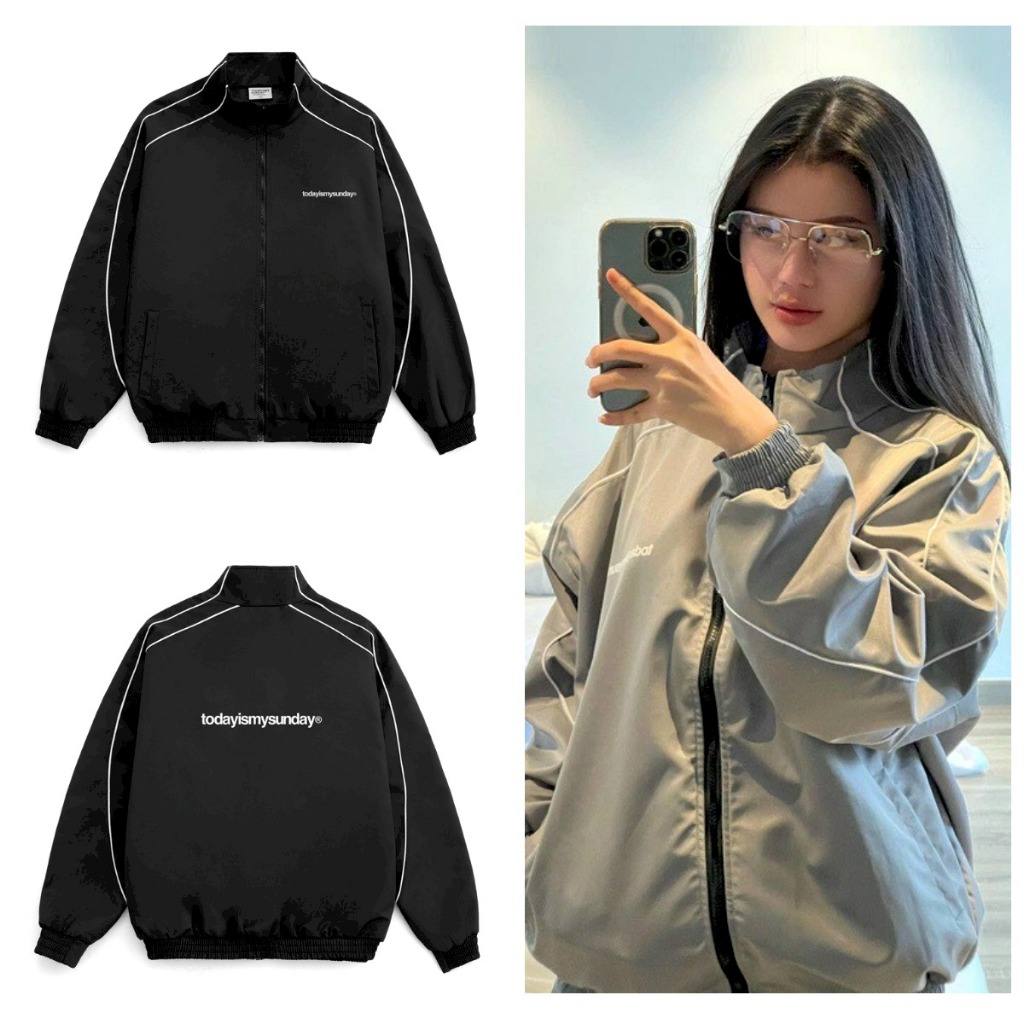 Áo Khoác Jaket Dù Today phối Viền chỉ tay form unisex nam nữ cực ngầu mẫu mới 2024