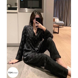 Pijama lụa gấm ô đen