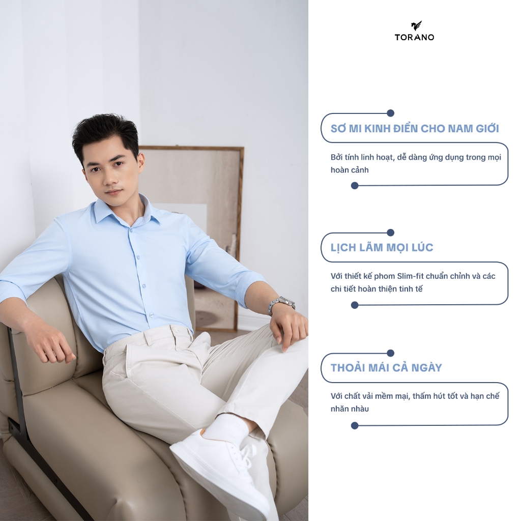 Áo sơ mi nam TORANO dài tay trơn phom chuẩn lịch sự - FATB002 | BigBuy360 - bigbuy360.vn