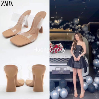  Guốc Zara Quai Trong Gót Loe nâu Fullbox sẵn  