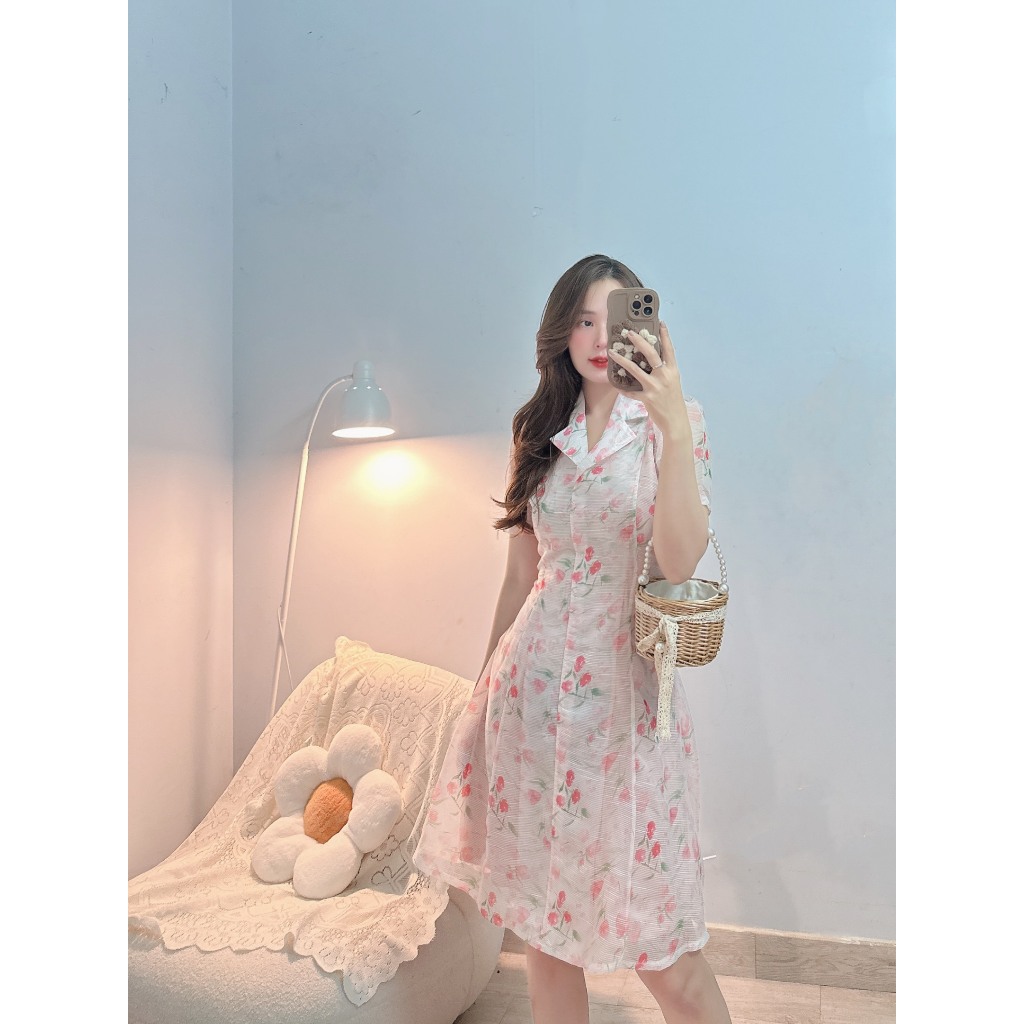 ĐẦM TƠ HOA PHÂN MẢNH CỔ VEST