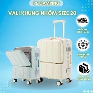 Vali size 20 khung nhôm khóa sập có ngăn chứa laptop, Vali xách tay máy bay tích hợp cổng sạc USB