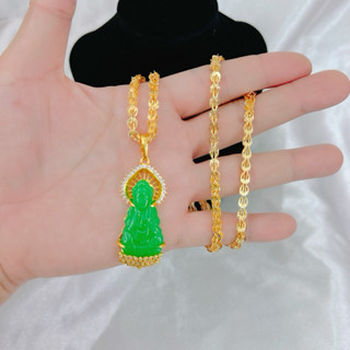  Dây chuyền đuôi phụng mặt quan âm mạ vàng 50cm  