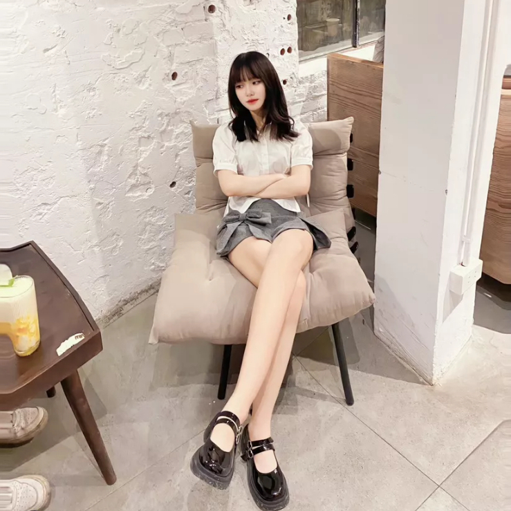 [SET05] [Sẵn hàng] Set áo sơ mi croptop rút eo kèm chân váy phối nơ phong cách Loli Hàn Quốc | BigBuy360 - bigbuy360.vn